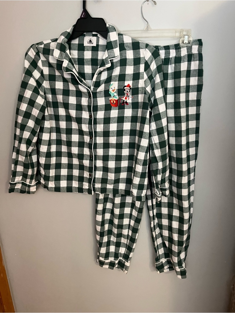 Disney Green and White Buffalo Check Women's Pajama Set